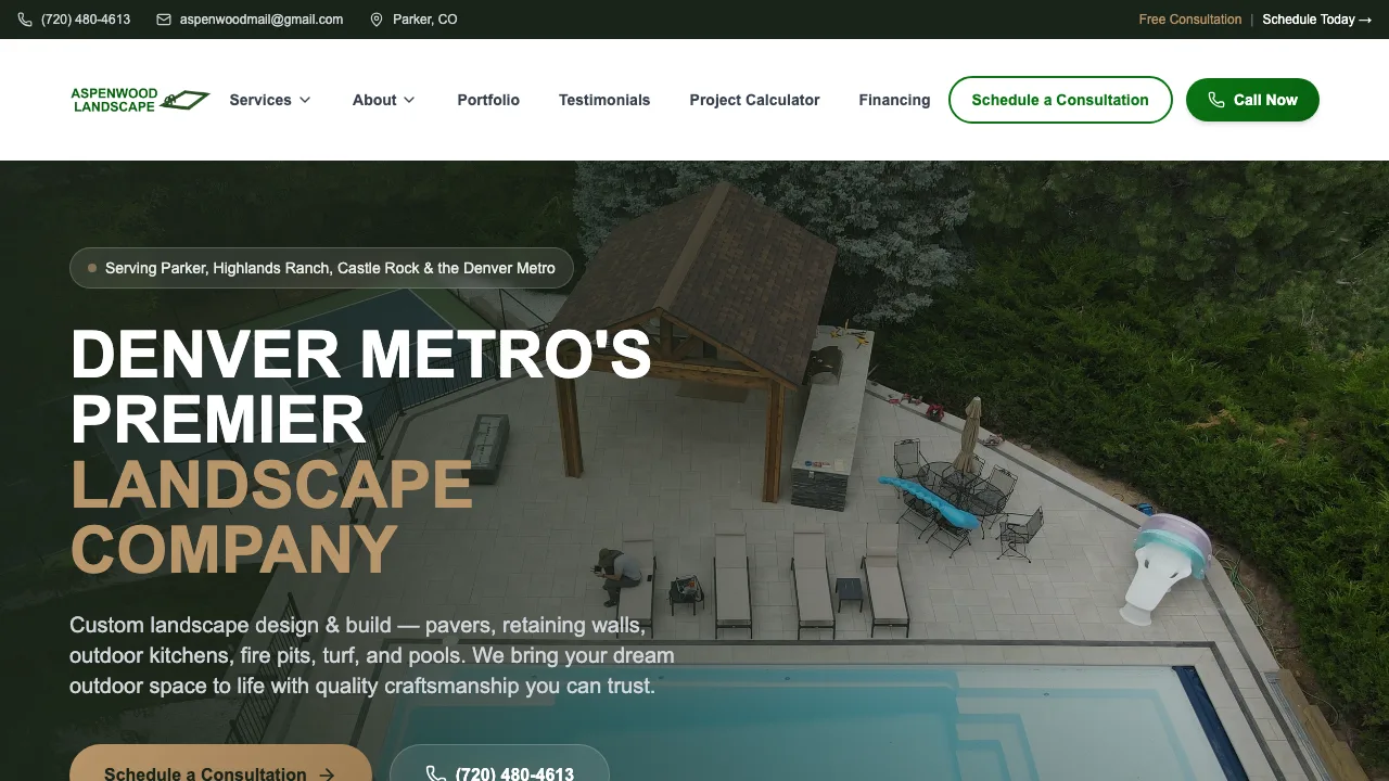 Aspenwood Landscape website designed by RenoLens