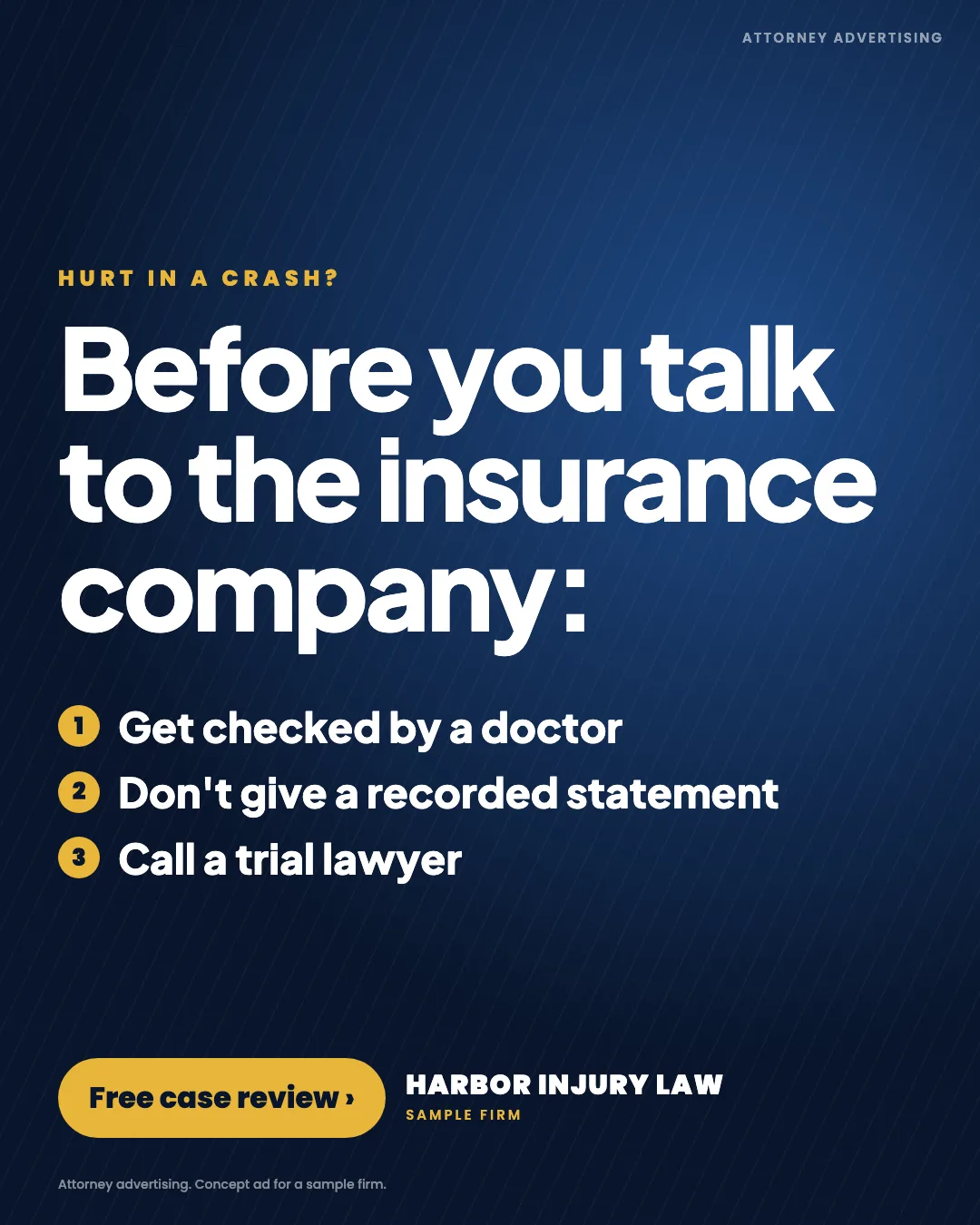 Concept ad for a sample law firms business
