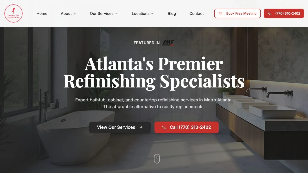 Surface Pro Refinishing website designed by RenoLens